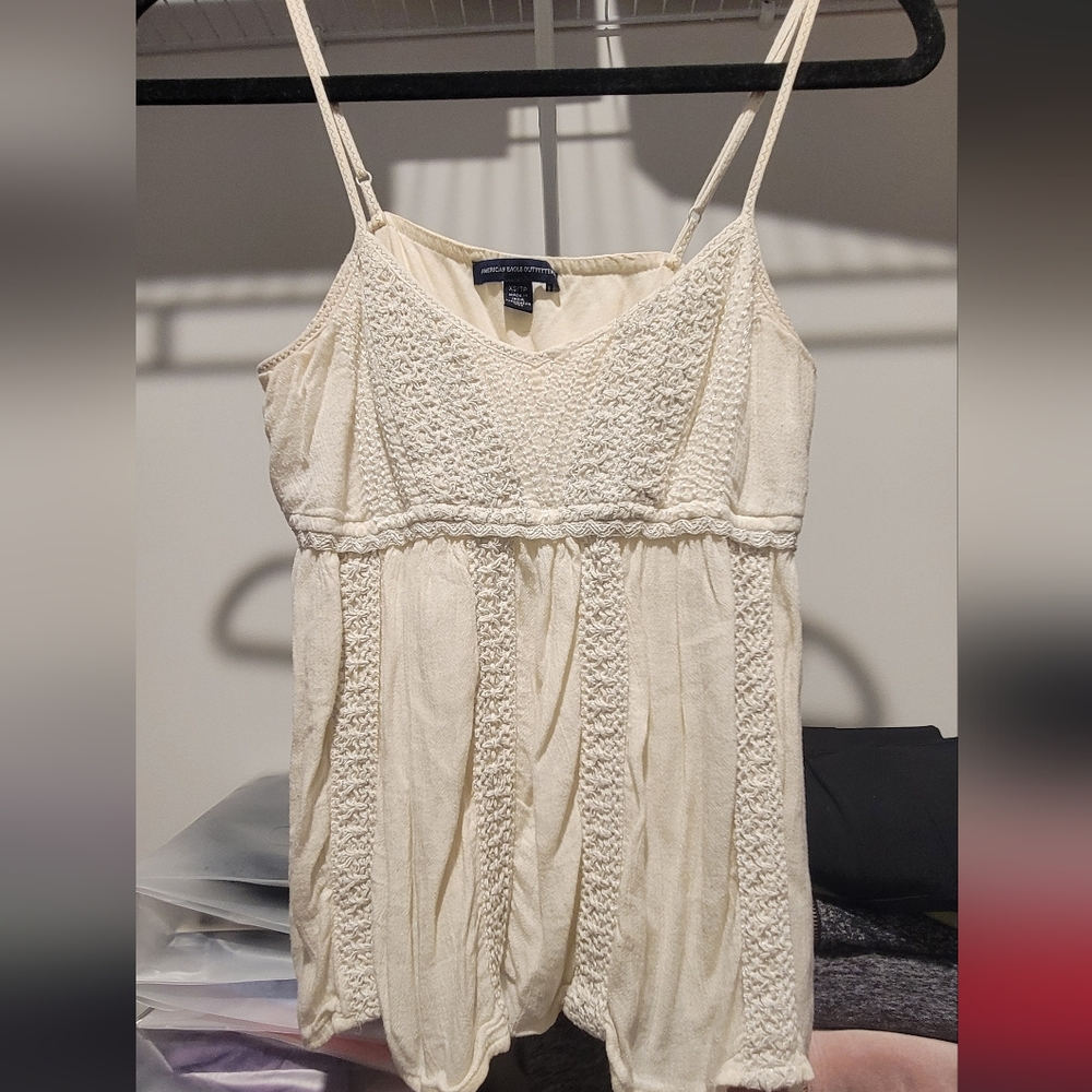 American Eagle crochet swing tank